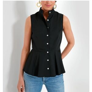 Tuckernuck Black Sleeveless Button-Up Top